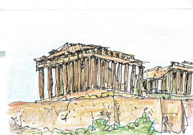 外国スケッチ ギリシャ パルテノン神殿 海外の風景とか外国スケッチ